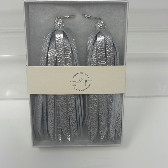 Journey Leather Tassel Earrings - Silver - Picture 7 of 7